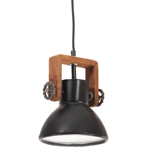 vidaXL Lámpara colgante industrial redonda 25 W negra 19 cm E27 (1/2)