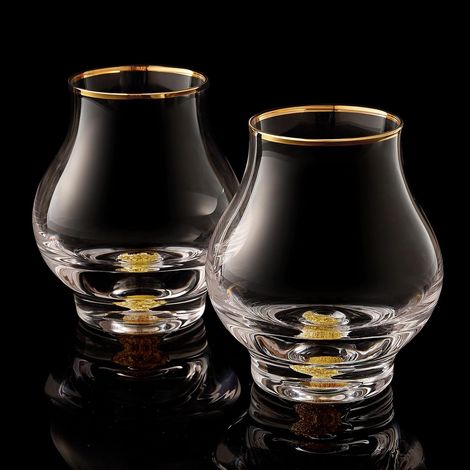 Verres à whisky en cristal courbe avec or 24 carats