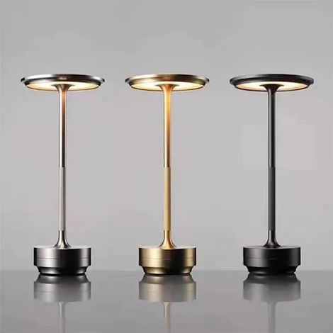 Lampe de bureau sans fil avec variateur, lampe en métal rechargeable par USB - argent [JUN] argent (1/4)