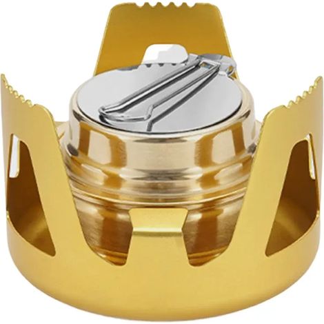 Réchaud à alcool miniature portable ultraléger en laiton pour le camping et les excursions en pleine nature. (1/4)