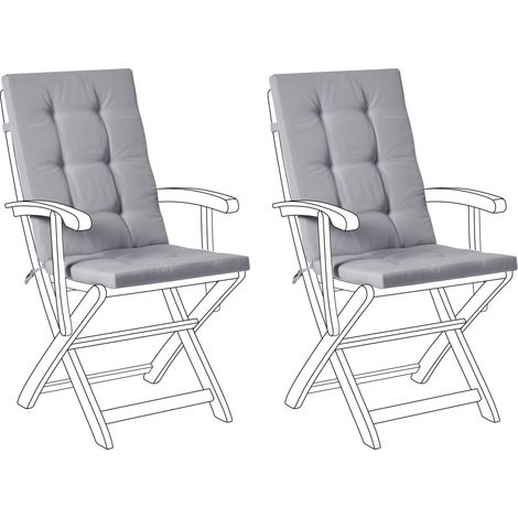 Conjunto de 2 cojines para asiento y respaldo de sillas de exterior con lazos gris claro Maui