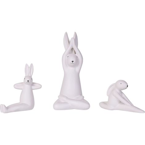 Dekofiguren 3er Set Hase BREST Keramik Weiß