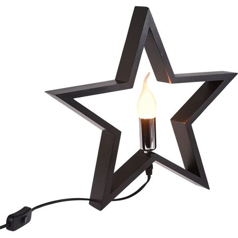 Tischlampe aus Holz, schwarzer Stern, 34,5 cm (1/5)