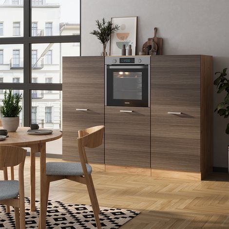 Küchenblock R-Line, Edelgrau/Goldkraft Eiche, 180 cm ohne Arbeitsplatte, Vicco