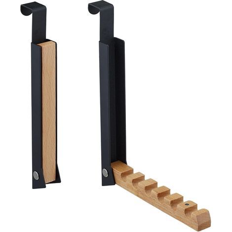 Appendiabiti pieghevole, set da due pezzi, adatto a porte con spessore massimo di 2 cm, può appendere 6 cappotti, nero. (1/5)