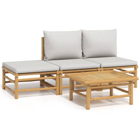 Maison Exclusive - 4-tlg. Garten-Lounge-Set mit Hellgrauen Kissen