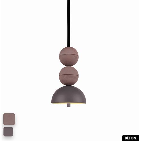 Lampe de suspension en béton - BOSFOR CONCRETE LILAS - SPARROW 2 BALLES LED 14W (1/3)