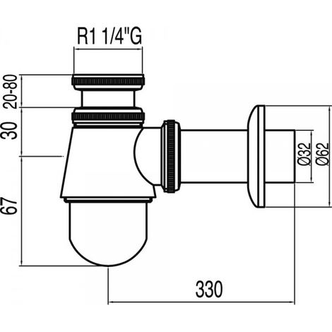Siphon bouteille avec bouchon de visite pour bidet - TRES 13463440 (1/2)