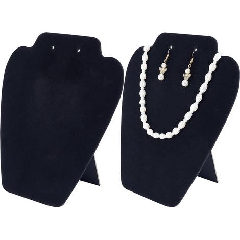 CCYKXA Set of 2 Black Velvet Jewelry Display Stands for Necklaces and Earrings, 21cm Tall, 3D Mannequin-Shaped Jewelry Display Stand, Small Necklace Holder (1/5)