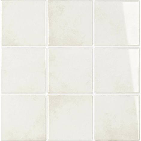 Crédence Adhésive Cuisine Beige Crème 3D Carrés Carrelage Adhesif Mural Salle de Bain 6 Pièces Stickers Carrelage Beige Crème Carreaux Adhesif Cuisine Imperméable 30,5 cm × 30,5 cm (1/5)