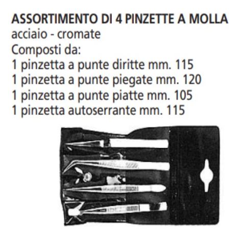ORECA ASSORTIMENTO 4 PINZETTE A MOLLA ACCIAIO-CROMATE