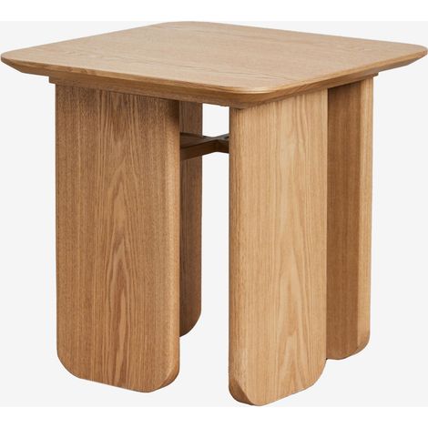Table d'appoint carrée 50x50 cm en MDF et placage frêne Ginger SKLUM NATUREL (1/5)
