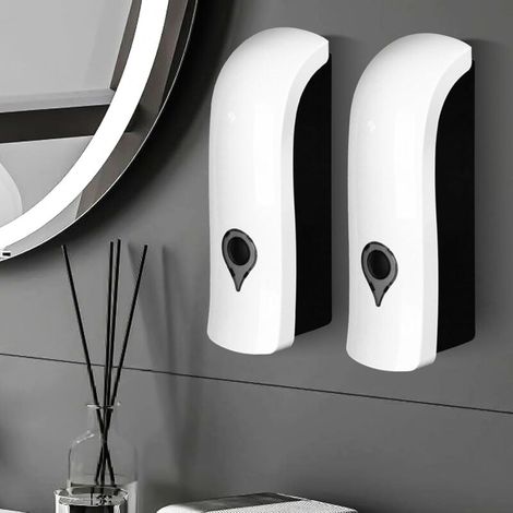 Wall Mounted Soap Dispenser 2 Pieces, 300ML Wall Mounted Soap Dispenser, Wall Mounted Soap Dispenser without Drilling or Screw Installation, White (1/4)