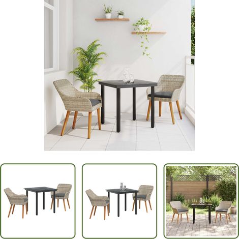 Table et chaises extérieures - Ensemble de salle à manger pour jardin 3 pcs Gris clair (1/5)