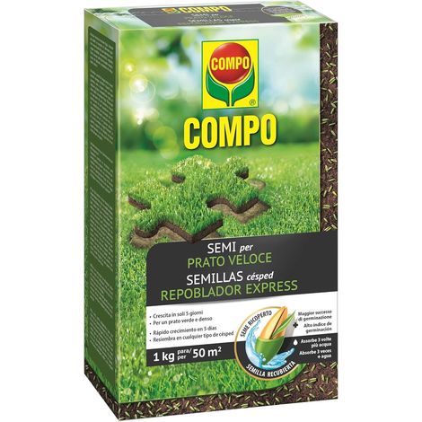 COMPO SEMI per Prato Veloce, Miscela Speciale, Seme Ricoperto, Per rigenerare Tappeti Erbosi, 1 kg (1/5)