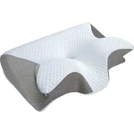 Almohada cervical ergonómica, espuma viscoelástica para mayor comodidad, color gris - 1 unidad (1/2)