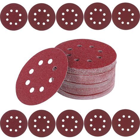 Disques Abrasifs 125mm Grain Mixte 40/60/80/120/180/240/320/400/600/800 Papier Poncer 100 Pièces 8 Trous Disque Poncage pour Ponceuse Excentrique (1/5)