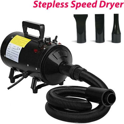 Dog Dryer 2800w Motor Stepless Adjustable Speed Dog Hair Dryer, Pet Dog Grooming Dryer Blower With Spring Hose, 3 Different Nozzles (1/5)