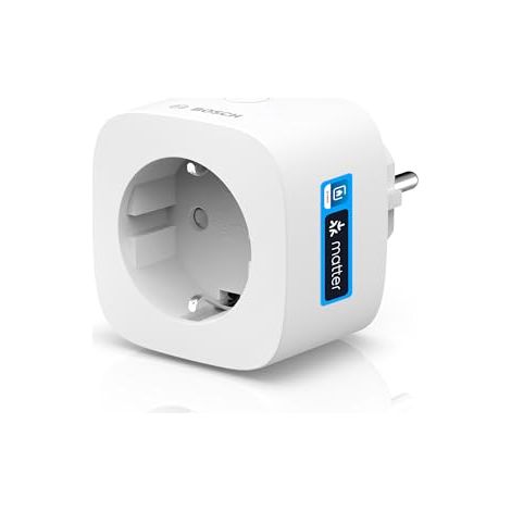 Enchufe inteligente compacto [+M] Bosch Smart Home, app controlable con función de ahorro de energía, uso flexible en sistema Bosch o en sistemas Matter de otros fabricantes