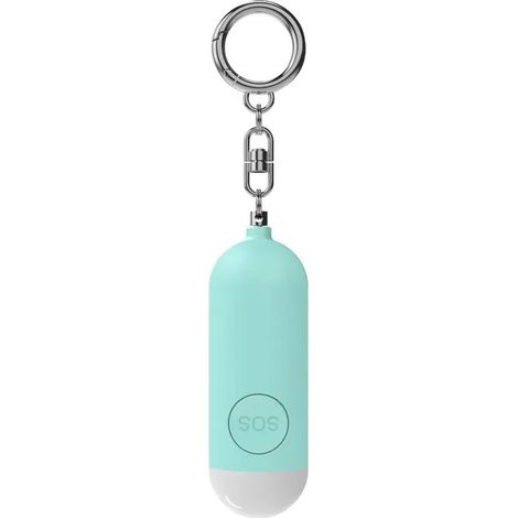 (Vert) Porte-clés d'alarme de sécurité d'autodéfense d'urgence de 130 décibels avec lumière LED, pour l'autoprotection des femmes. (1/5)