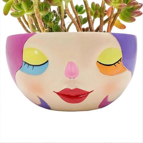 Head jardinière SucculentResin fleur Vase pot Female Aesthetic moderne Floral support Desktop jardinière pour jardin (1/5)