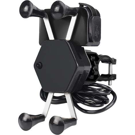 Support téléphone moto X Grip rotatif 360° avec chargeur USB, porte-gsm universel pour guidon (1/5)