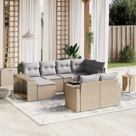 Salon de jardin modulable 11 pcs en résine tressée avec coffres de rangement beige, 87.4kg - PANGIVO (1/3)