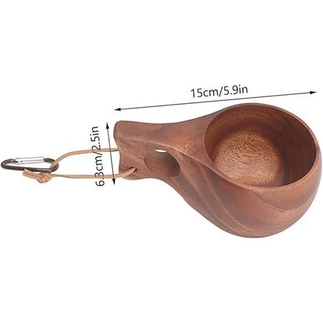 Kaffeetasse/Becher aus Holz, handgefertigte Kaffeetasse aus Holz mit Henkel, Holzbecher, tragbarer Holzbecher, umweltfreundlicher Bierkrug aus Holz, hellbraun. (1/5)
