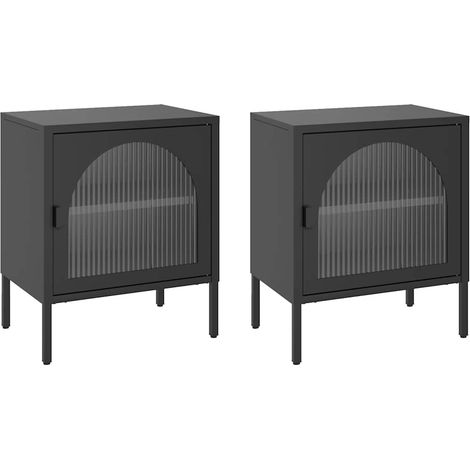 Maison Exclusive - Nachttische 2 Stk. Schwarz 50x35x60 cm Glas un (1/5)