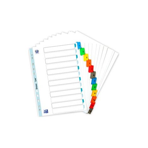 Oxford - Separadores de cartón A4 con numeración del 1 al 12, 170 g
