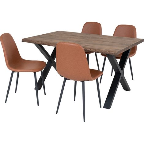 Toulon Essgruppe Esstisch 95x140cm natur und 4 Stockholm Stuhl braun.