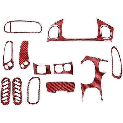 Kit intérieur complet en fibre de carbone pour Corvette C5 1998-2004 : garniture décorative rouge pour le cache du levier de commande central - JXLGV (1/5)