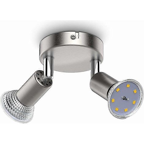 Plafonnier LED, 2 spots orientables, avec ampoules LED GU10 3W 250lm, lumière blanc chaud, éclairage de plafond pour chambre, salon, salle à manger, cuisine. (1/5)