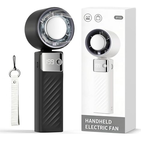2026 Nouveau Ventilateur Portable, Mini Ventilateurs Rechargeable, Petit Ventilateurs Usage Main, Bureau, Cou ou Pliable, Refroidissement Fan Jusqu'à 13 Heures pour Bureau Camping Sport Voyage, Noir (1/5)