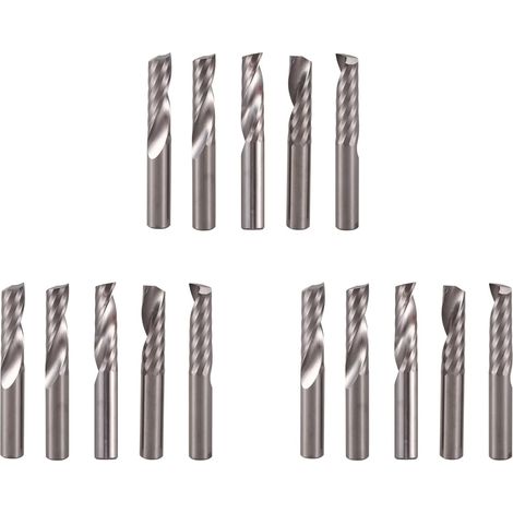 15Pcs 6mm 1/4 Pouce Carbure Cnc Routeur Bits Un Simple Flûte Outils de Fraise en Bout 22 mm (1/5)