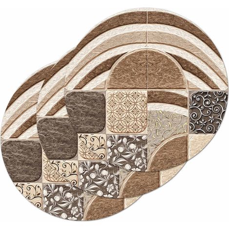 Lupia - Sottotutto decorato con stampa a colori in Legno ROTONDO Sotto bicchiere, piatto, pentola con varie dimensioni diam. 10 cm Set 3pz - LEAVES TILES C
