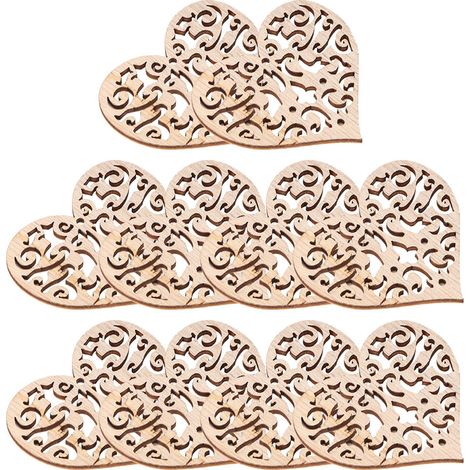 10 objets décoratifs en bois creux en forme de cœur, adaptés à la décoration de la maison et des mariages (4) (1/3)