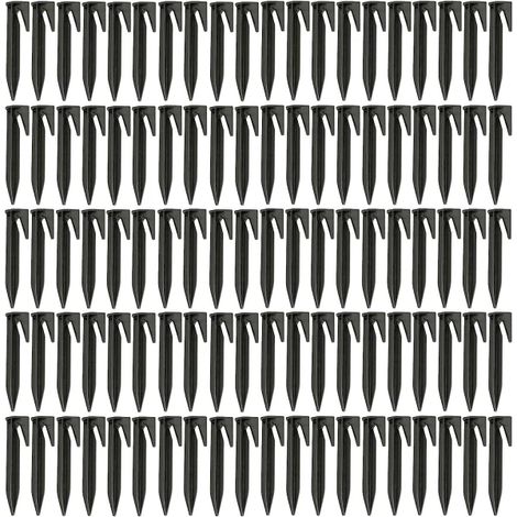 100 piquets de fixation en plastique 8,5 cm, sardines de sol pour jardin, tente et pelouse (1/5)