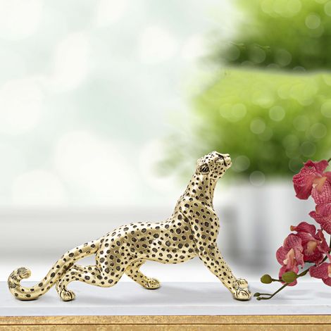Statua Inuvik, Statua di Leopardo, Colore Struttura Nero, oro