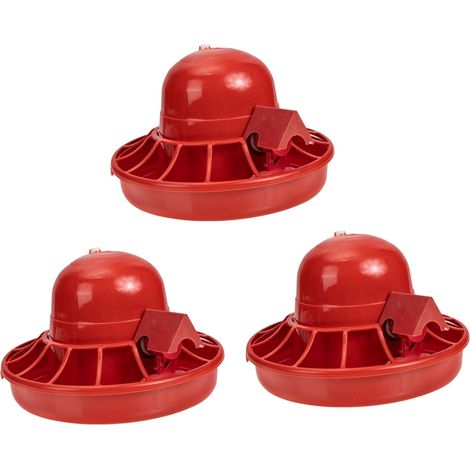 Abreuvoir pour Poussins Automatique à Flotteur, Lot de 3, PP Rouge  Remplissage Simple et Usage Facile, Nettoyage Aisé, Démontage Rapide, pour Ferme, Poussins et Pigeons (1/5)