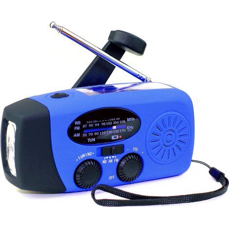 Radio/Lampe torche (avec panneau solaire) - 2000 mAh - Bleue (1/5)