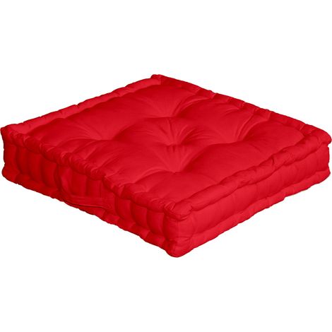 Coussin de Sol 50 x 50 x 10 cm SWIMCOOL 100% coton coloris ROUGE