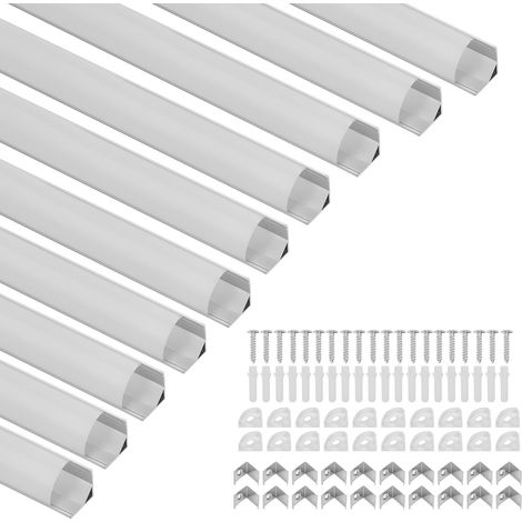Randaco 10x1m LED Alu Profil Aluminium Profil Schiene LED Leiste LED Kanal für LED Strip Profil Modelle V-form