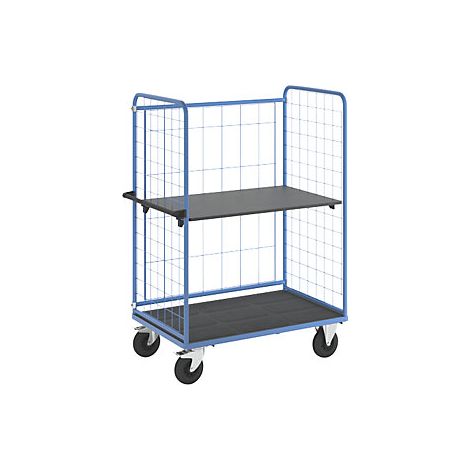 eurokraft pro  Carrello a ripiani  sponde grigliate su tre lati (1/4)