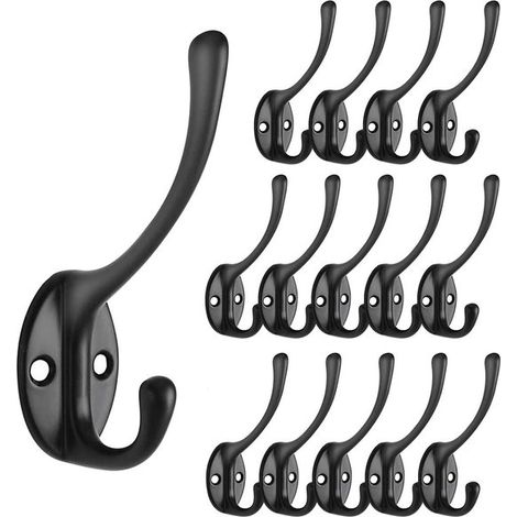 15 ganci da parete, appendiabiti in metallo stile retrò a doppia coppa, appendiabiti decorativi vintage per soggiorno/bagno/cucina/camera da letto - Nero (1/5)