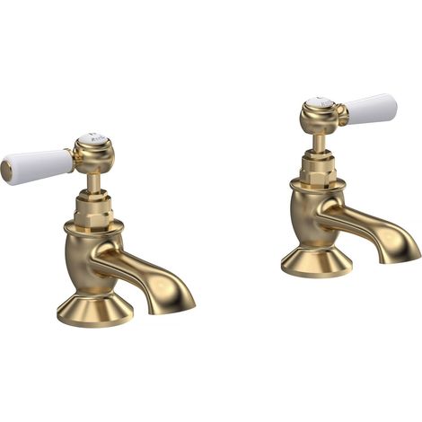 Hudson Reed Topaz Hexagonal Lever Bath Taps Pair - Brushed Brass