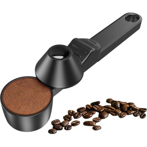 Cuillère à café réutilisable avec entonnoir – Plastique – Noire (1/5)