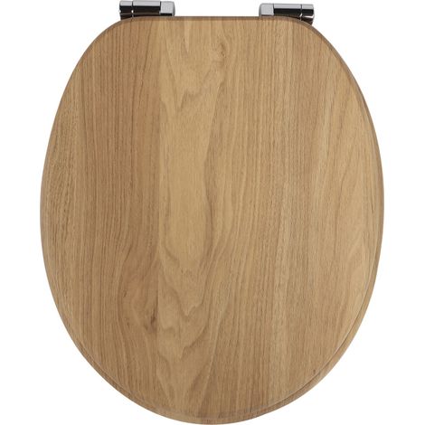 Homseat MDF Oval Toilet Seat with Soft Close function, Light Oak Wood Grain (1/5)
