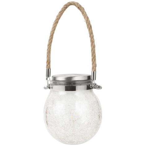 Lampe Solaire Suspension Épaissie Style Verre Craquelé Étanche Capteur Intelligent pour Jardin Allée Patio- (1/5)