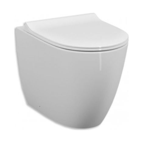 Wandbündiges WC mit versetztem Ablauf aus glänzend weißer Keramik – Vitra Sento - Senza coprivaso (1/2)